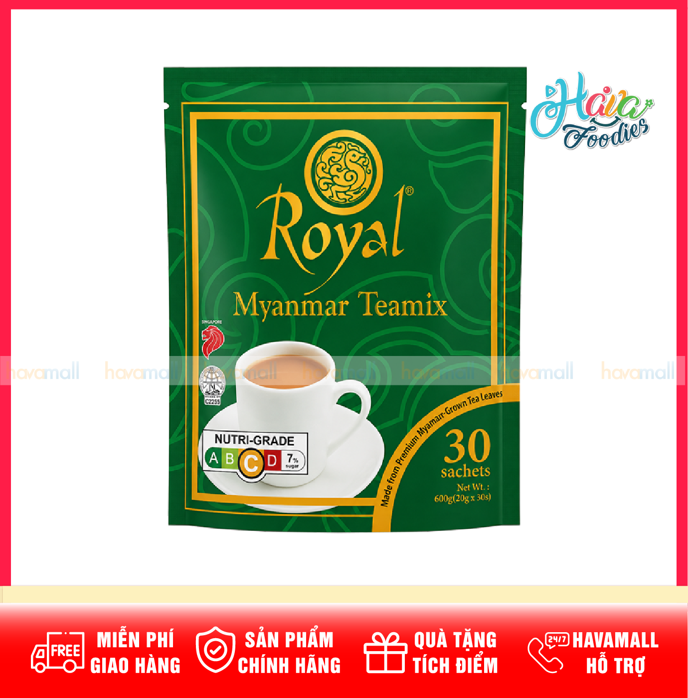 Trà Sữa Hòa Tan Royal Myanmar Teamix 600g (30 gói x 20g) – Royal Myanmar Teamix 600g