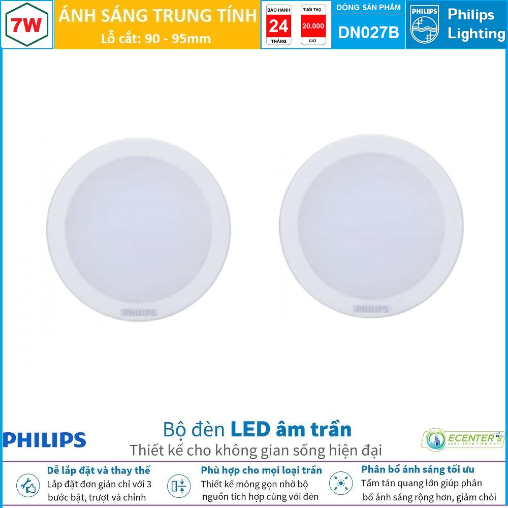 Đèn led âm trần 7w philips downlight dn027b led6 d90
