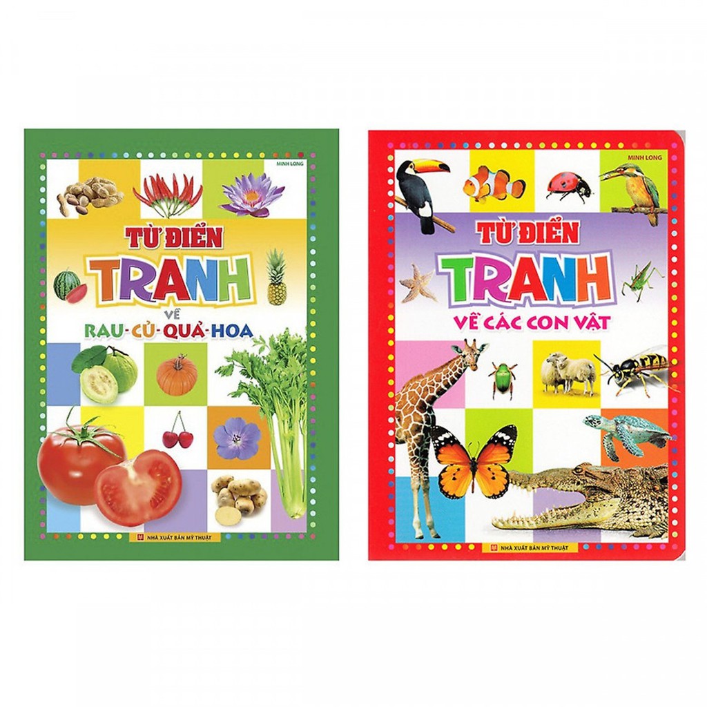 Sách - combo 2 cuốn từ điển tranh dành cho bé yêu: từ điển tranh về rau - củ - quả - hoa + từ điển tranh về các con vật - mhbooks tặng bút