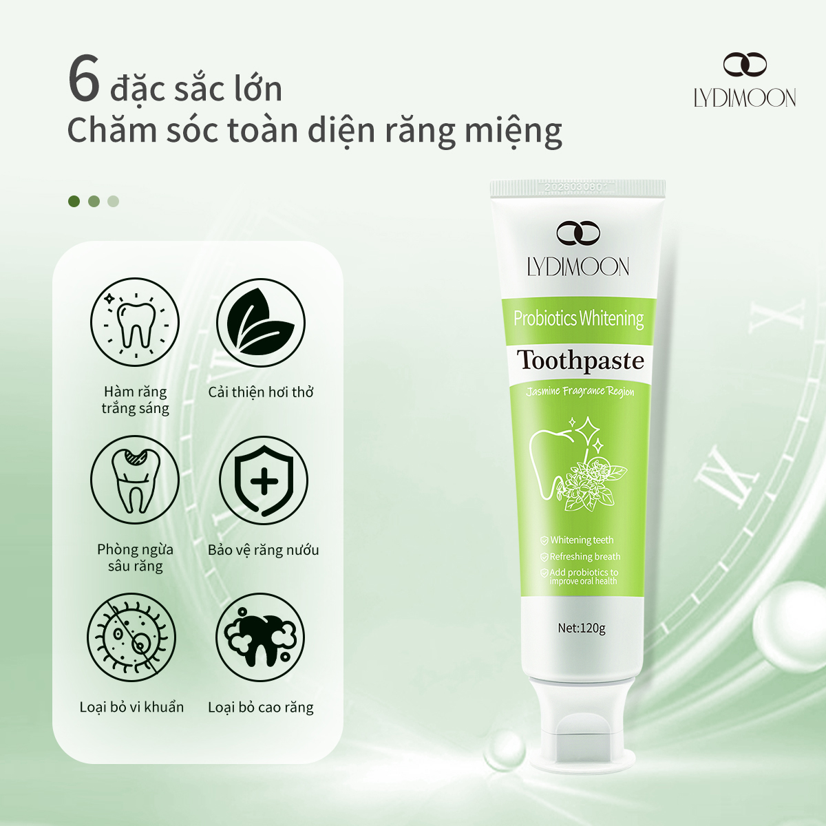 LYDIMOON Kem đánh răng làm trắng răng loại bỏ cao răng hôi miệng tẩy ố vàng 100g làm trắng làm sạch răng làm mới hơi thở khử mùi Kem đánh răng men vi sinh làm trắng răng loại bỏ cao răng hôi miệng combo Kem đánh răng + Nước súc miệng