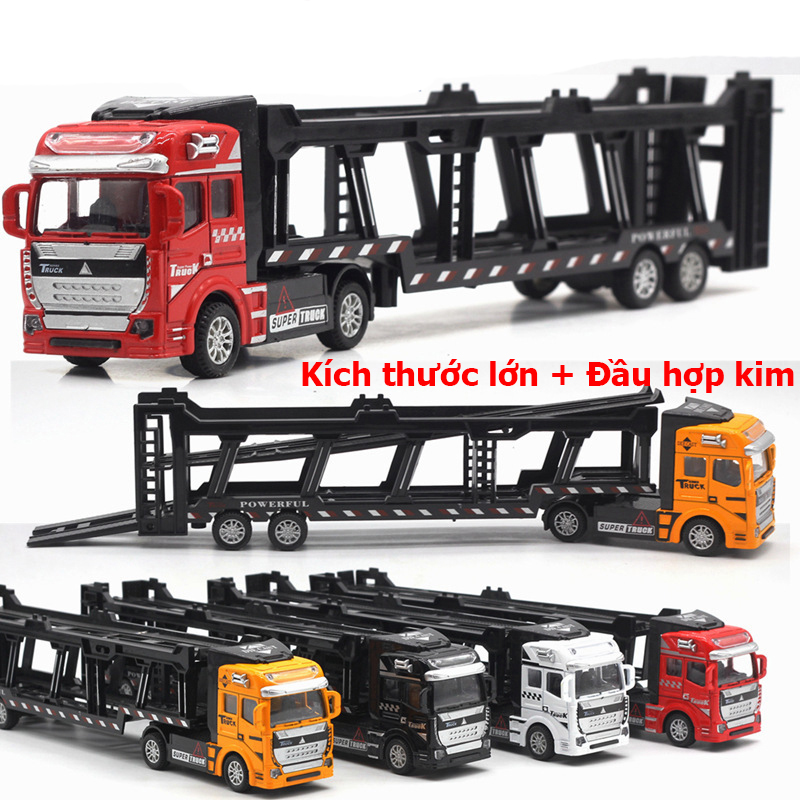 Đồ chơi xe mô hình đầu kéo container KAVY chở xe ô tô đầu hợp kim có thể tháo rời tỷ lệ 1:48 - nhiều màu