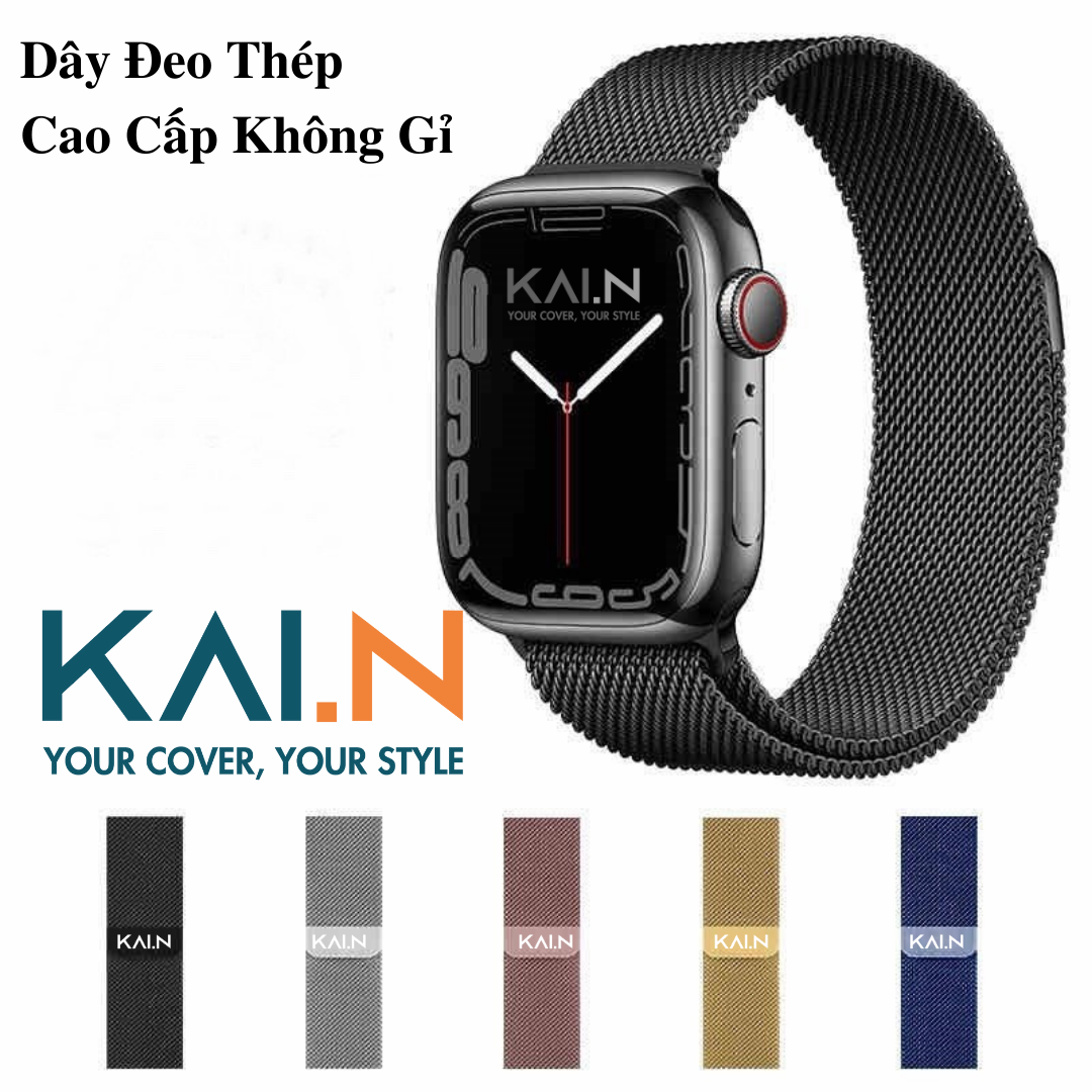 Dây đồng hồ thép lưới dành cho apple watch kai.n steel- hàng chính hãng