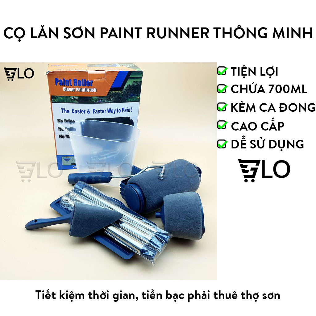 Cọ Lăn Sơn Paint Runner Pro Thông Minh Bộ Full 8 Món Loại Xịn, Bộ Chổi Lăn Sơn Tường Mịn Đẹp, Độ Dính Chắc Chắn