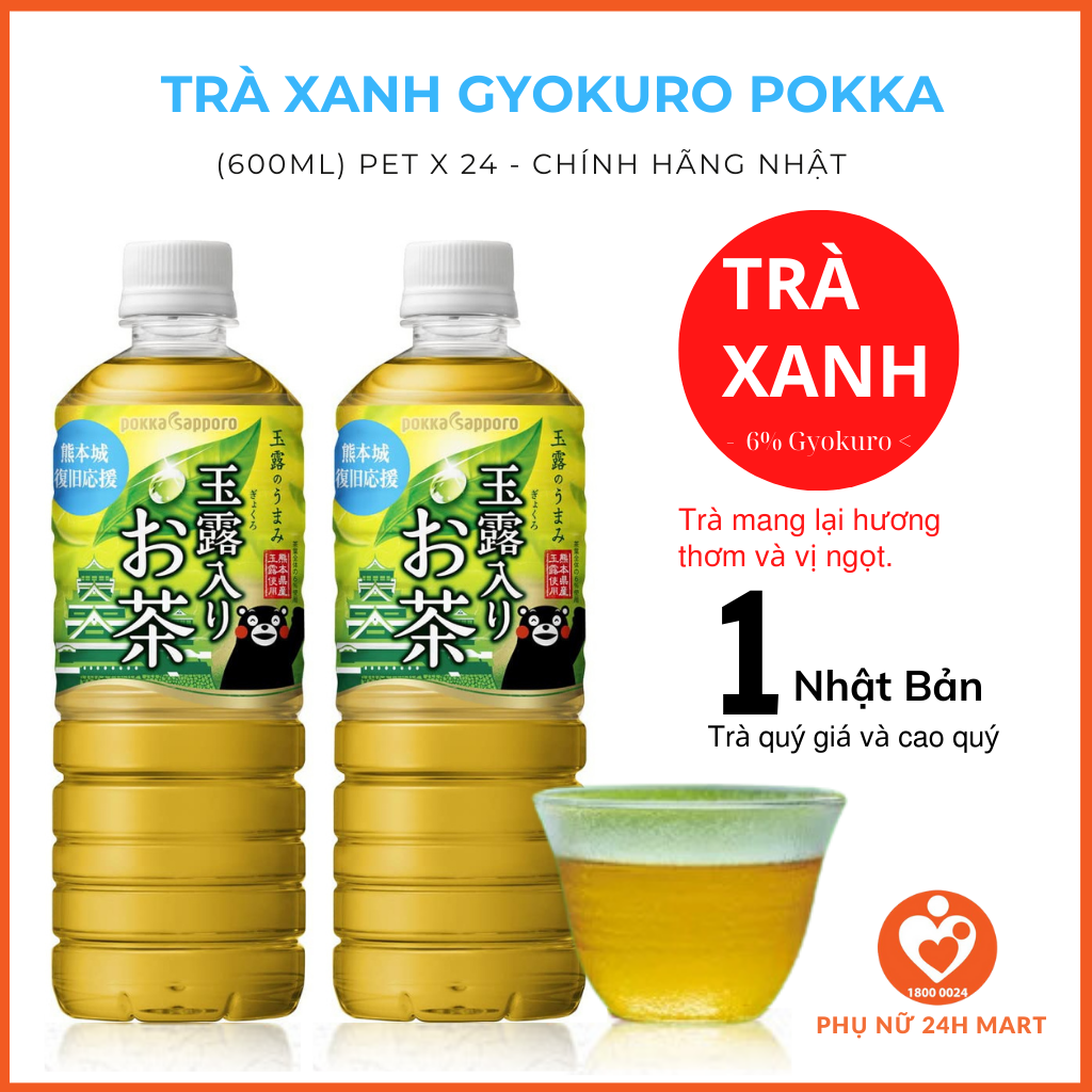 Trà xanh Gyokuro Pokka 600m nhật bản T17/4/2024