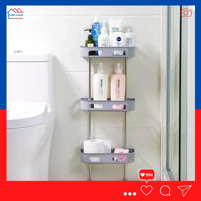 Kệ phòng tắm, kệ áp tường 3 tầng tiện lợi, kệ nhà tắm dính tường siêu chắc, kệ nhựa 3 tầng cozzy house, kệ phòng tắm nhà vệ sinh KNT3T-CH
