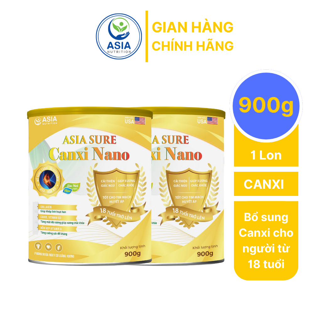Combo 2 hộp sữa ASIASURE CANXI nano 900g hỗ trợ tăng đề kháng