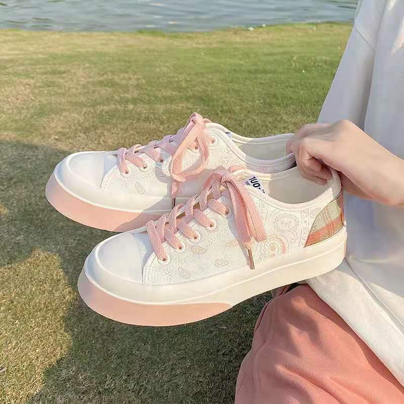 Giày thể thao snaker đế Màu độn Gót kẻ kiểu dáng hàn quốc
