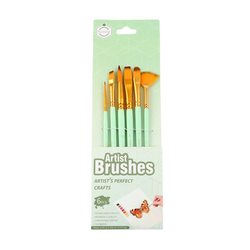 Bộ 6 cọ vẽ cơ bản keep smiling xanh mint pastel