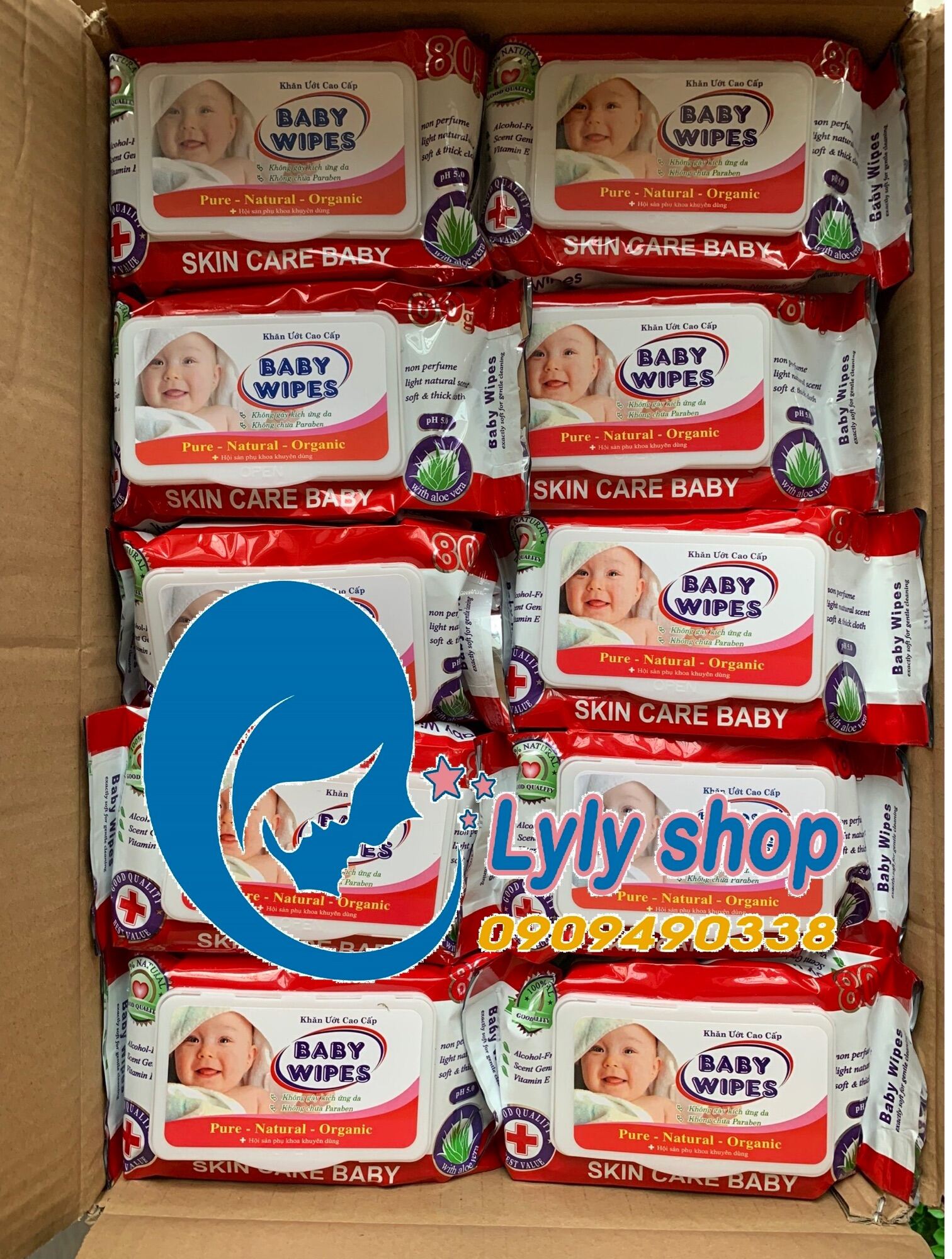 Khăn giấy ướt baby wipes bịch 80g- combo 10 gói