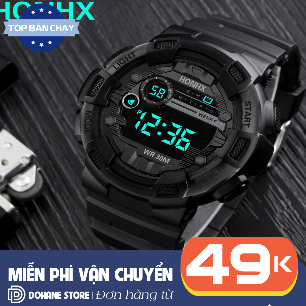 Đồng hồ thể thao nam nữ điện tử mặt tròn chống nước H191 có đèn sáng, dây nhựa nhiều màu cực bền dùng đi học hoặc đi chơi, đồng hồ cặp đôi
