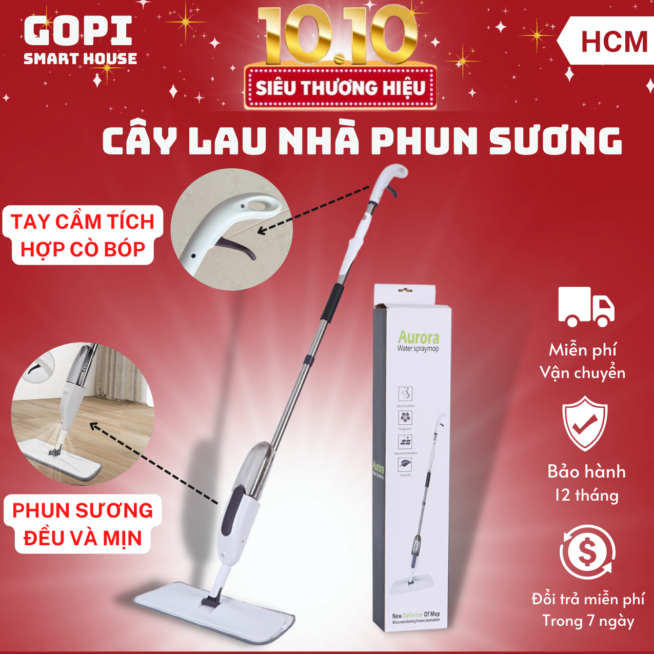 Cây lau nhà phun nước thông minh AURORA Xoay 360 độ mới 2023, Cây lau nhà phun sương, bộ lau nhà thông minh, cây lau nhà thông minh, cây lau nhà tự vắt thông minh, cây lau nhà 360°.