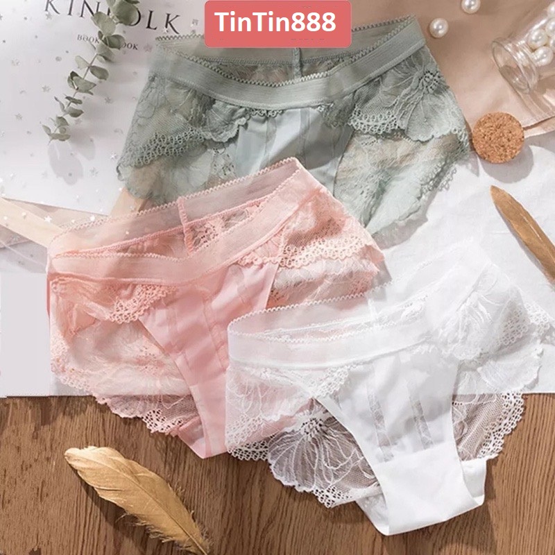 Bộ 10 quần lót su phối ren sexy quyễn rũ mềm mại không đường may kháng khuẩn co dãn nhiều - Quần chíp của nữ mềm mại không viền kháng khuẩn - TinTin888