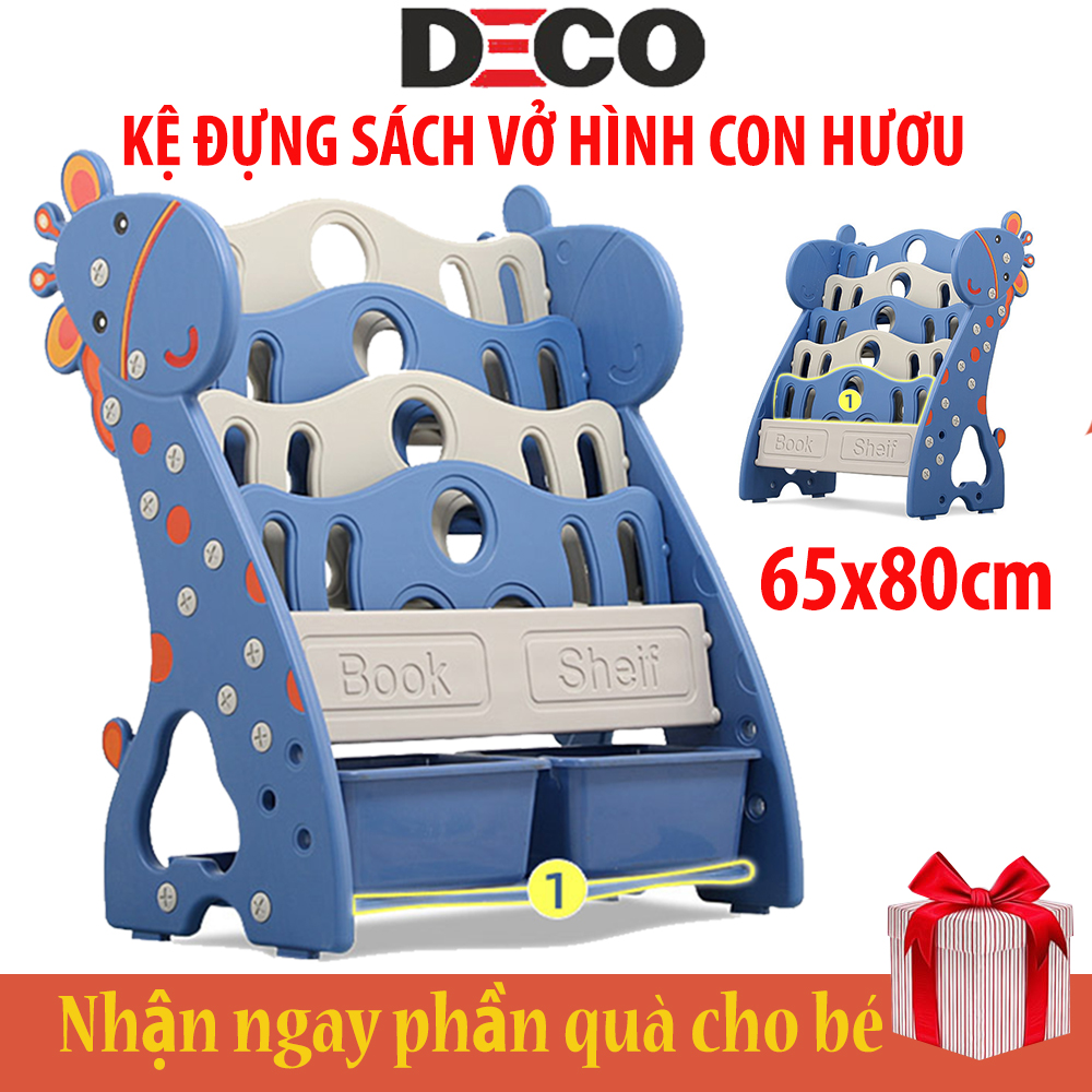 Kệ sách cho bé, giá sách trẻ em nhiều tầng dễ thương hình con hươu