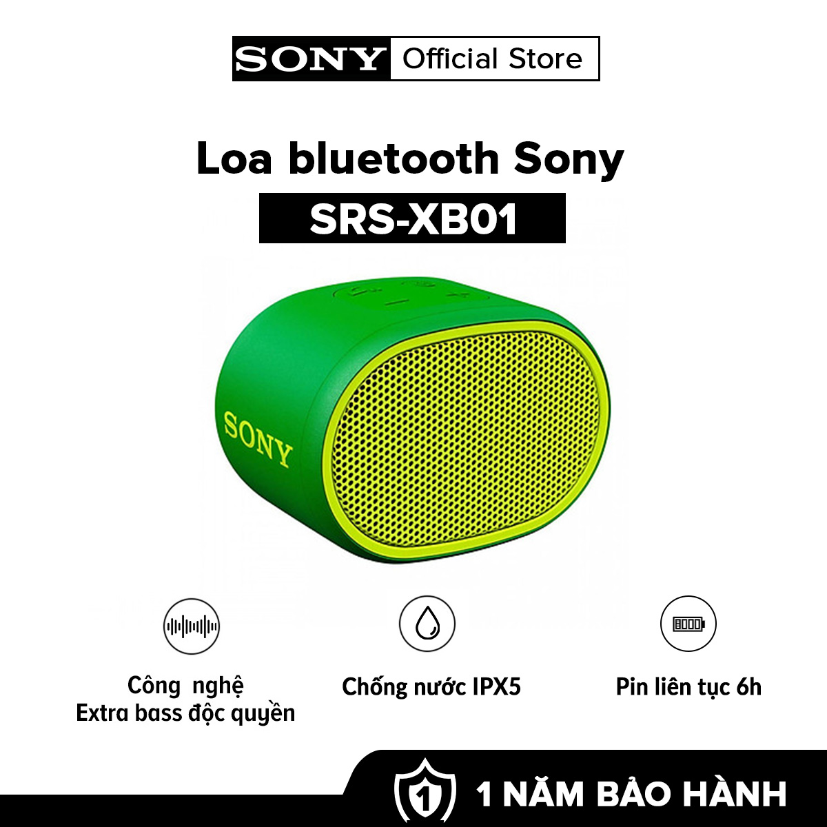 [HÀNG CHÍNH HÃNG] Loa Bluetooth Sony SRS-XB01 Âm Thanh EXTRA BASS Phát nhạc liên tục 6h Chống thấm nước