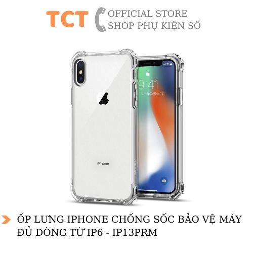 Ốp lưng iPhone chống sốc bảo vệ máy, chống bụi, silicon trong suốt đủ mã từ IP6 -> 13 promax