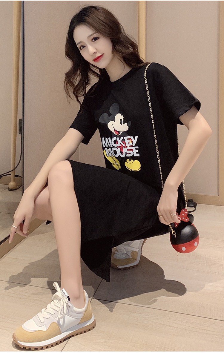 Đầm suông cotton Mickey Mouse đa phong cách TTSLA0177
