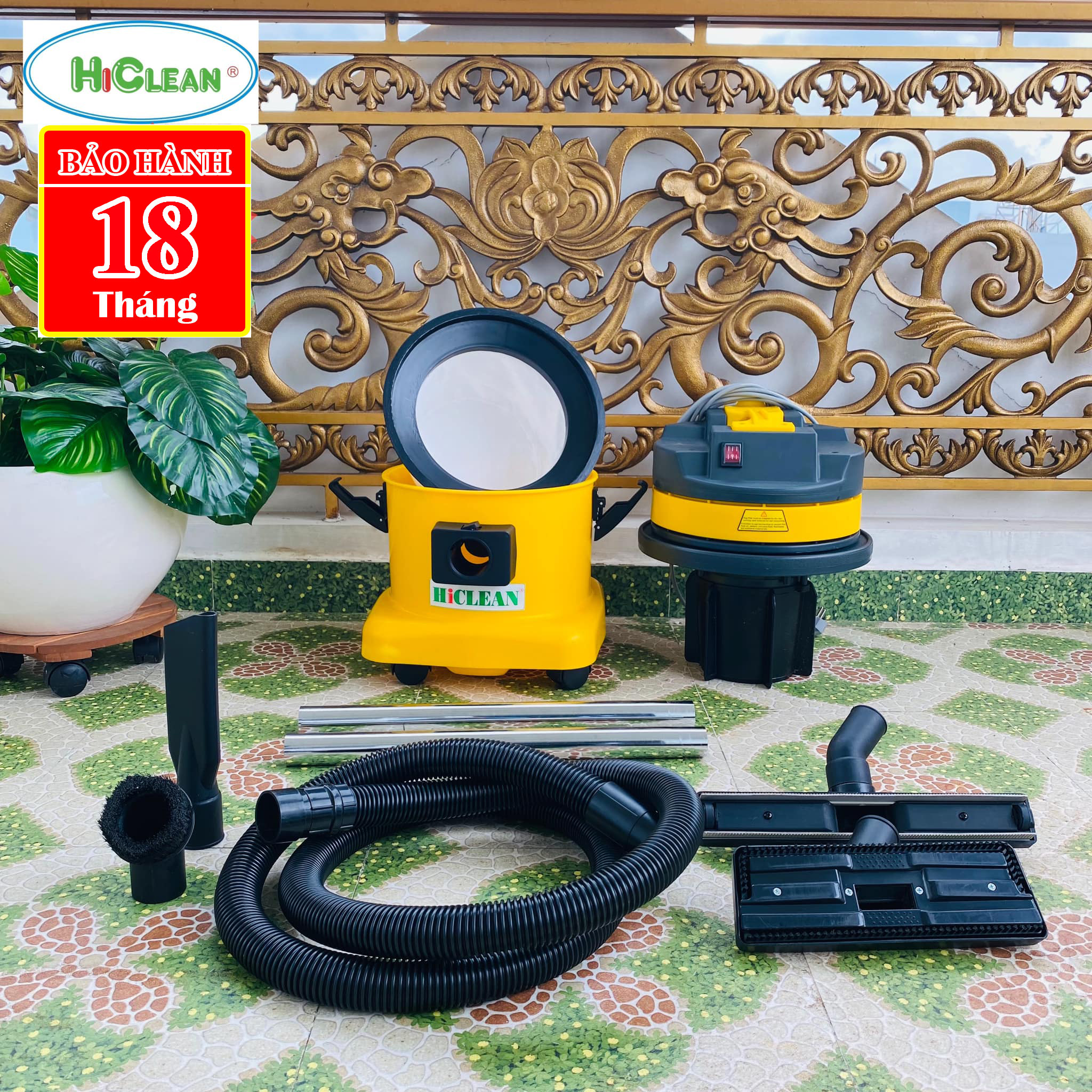 Máy hút bụi gia đình thàng chứa 15 Lít - công suát 1500W HICLEAN HC15P - 2 chức năng: hút bụi, hút nước, Máy hút bụi ô tô, máy hút bụi mini