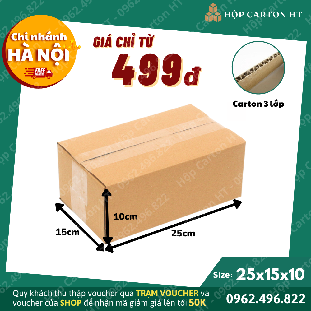25x15x10 Combo 100 hộp carton đóng hàng đựng giày dép, đồ gia dụng giá gốc tận xưởng - Hộp Carton HT