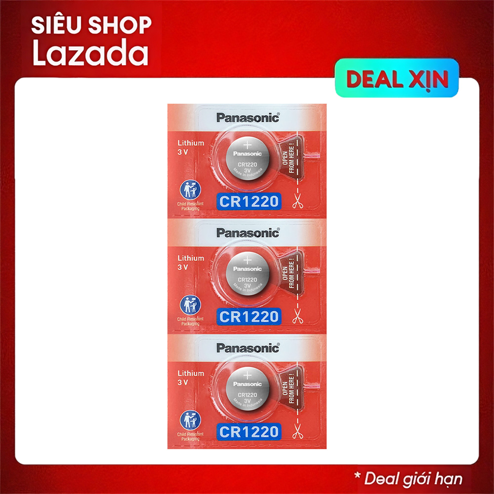3 Pin Panasonic CR1220 Lithium 3V dùng cho điện thoại remote đồng hồ nhiệt kế v.v…