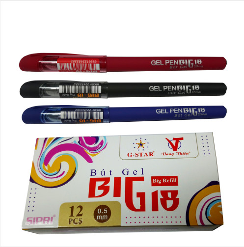 Hộp 12 cây viết gel G-STAR big-18 ( xanh, đỏ, đen )