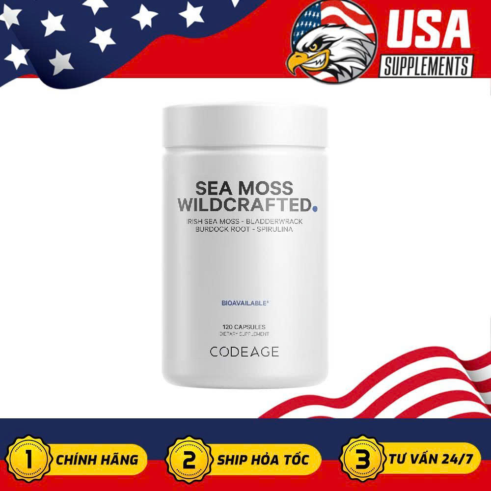 Codeage Sea Moss Wildcrafted 120 Viên – Hỗ Trợ Sức Khỏe Tuyến Giáp Và Cơ Thể Khỏe Mạnh