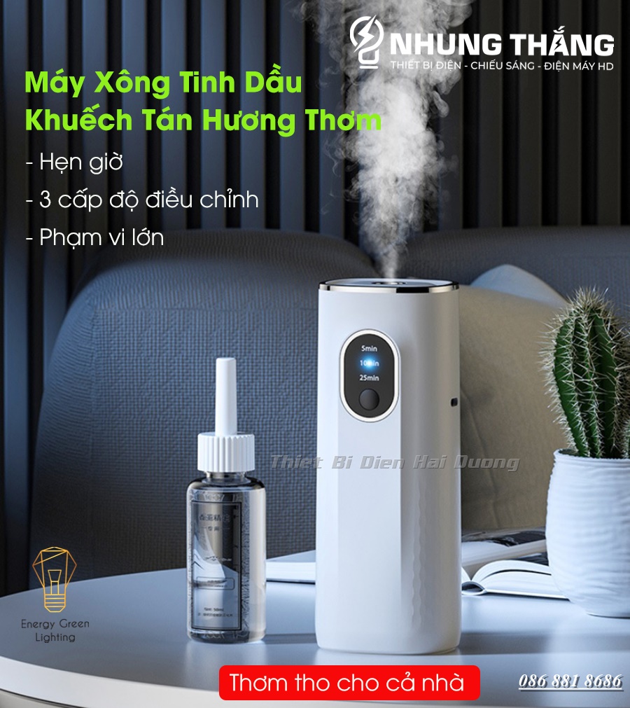 Máy Xông Tinh Dầu Khuếch Tán Hương Thơm DGS-001 - Tạo Ẩm Phun Sương - Hẹn giờ Tắt - Lan Tỏa Hương Thơm Cả Nhà - Bảo  Hành 1 Năm - Có Video