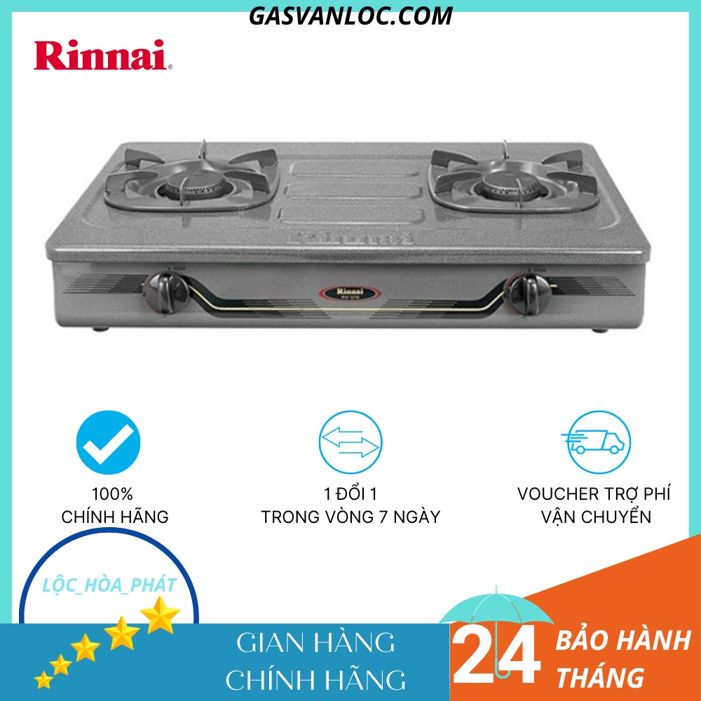 Bếp ga đôi Rinnai RV-370 (GM)N - Ngọn lửa xanh - Tiết kiệm gas - Hàng chính hãng