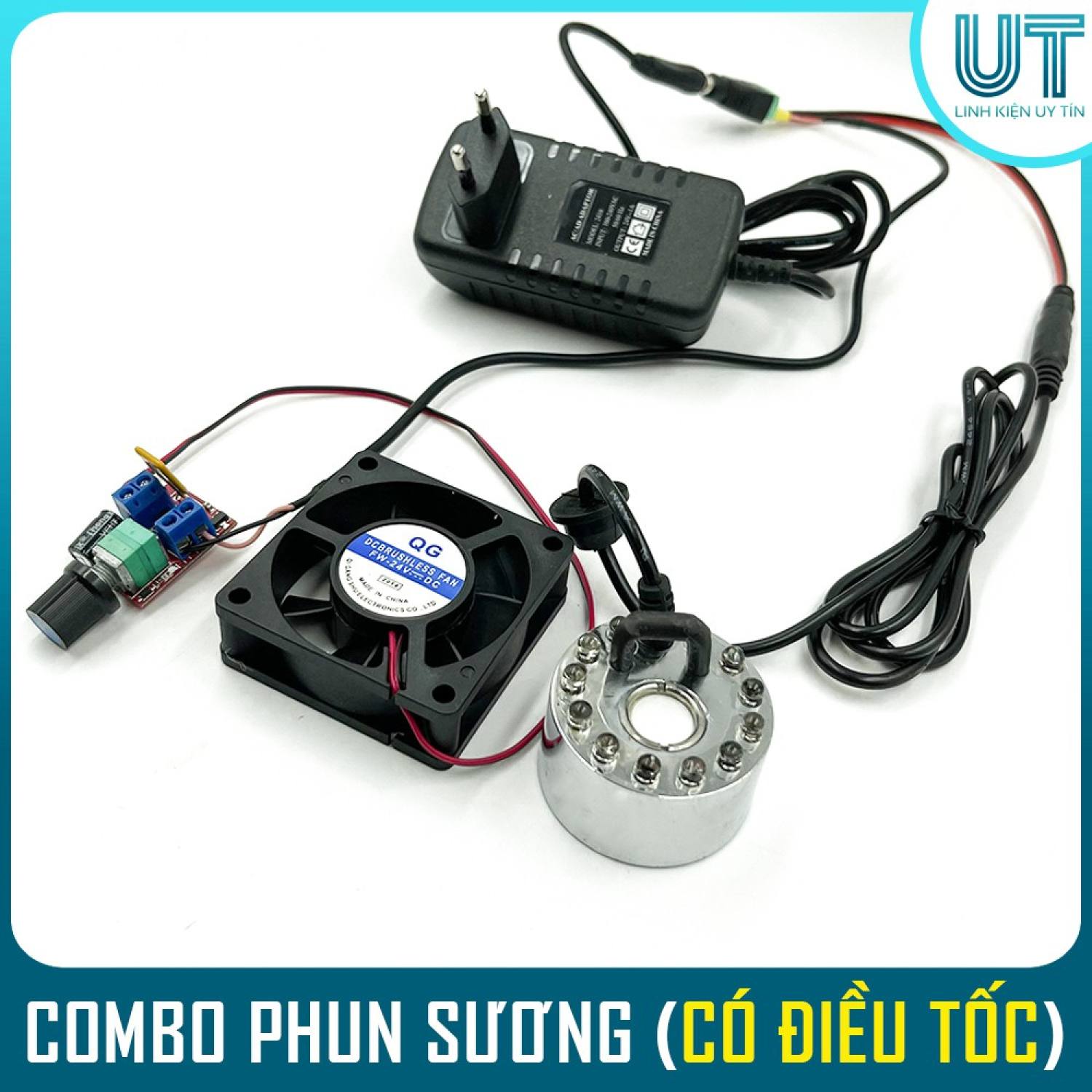 Combo động cơ phun sương tạo hơi nước 24v - 12 led