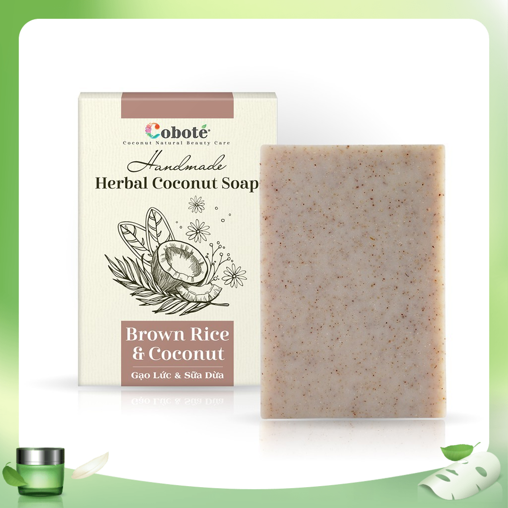 Xà phòng thảo mộc chăm sóc hàng ngày Coboté 100g - Gạo lứt & Sữa dừa