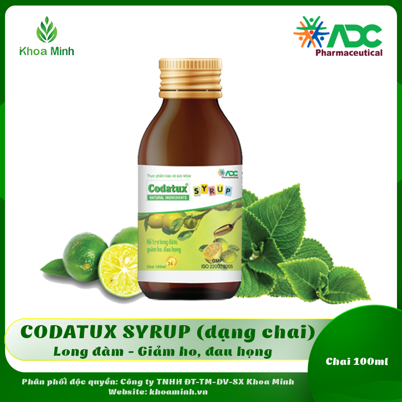 Codatux syrup adc - siro chai 100ml - hỗ trợ giảm ho, giảm đau họng, long đàm