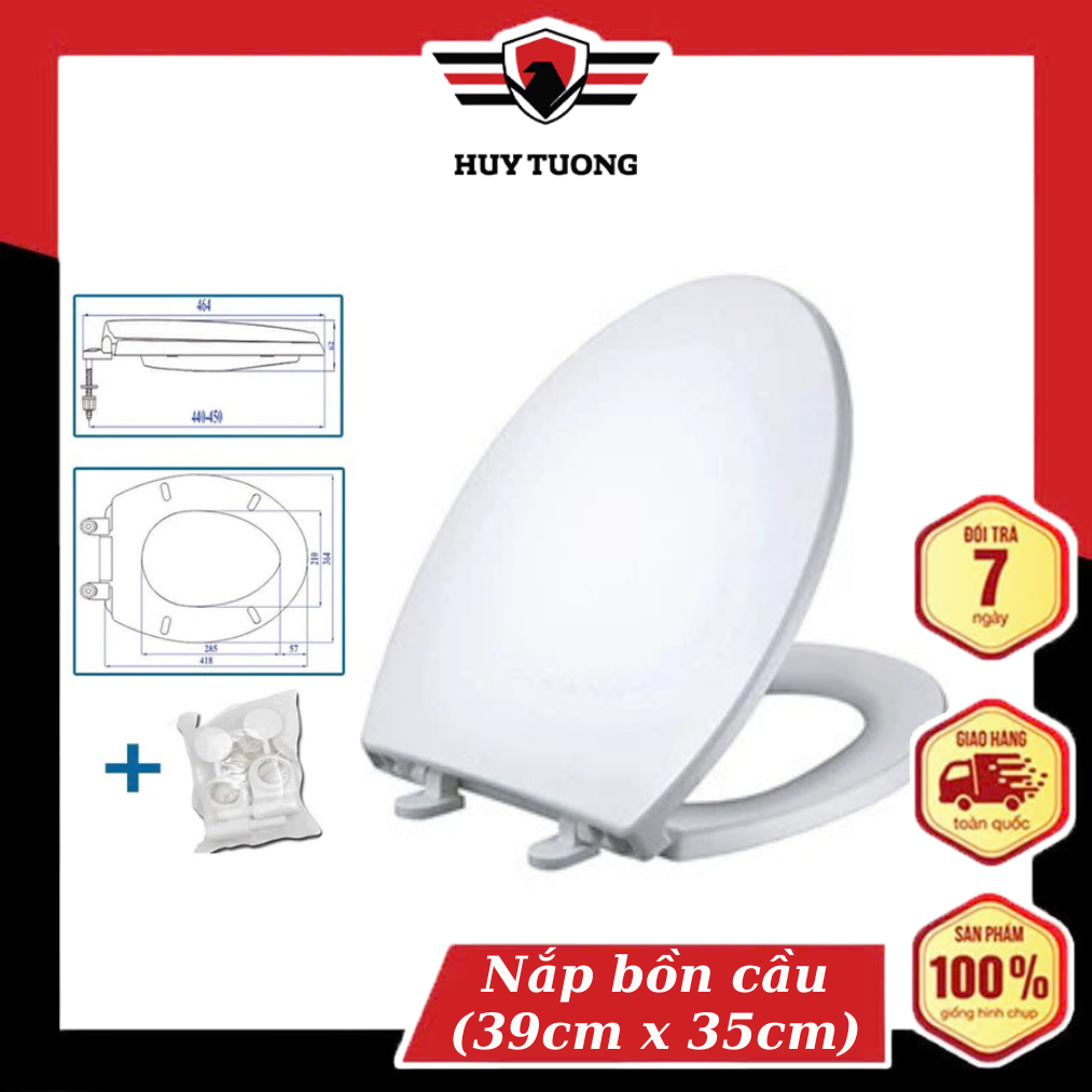 Nắp Bồn Cầu Đủ Bộ, Nắp Bồn Cầu Nhà Vệ Sinh, Bộ Nắp Bàn Cầu Nhựa Trắng / Xanh Phù Hợp Với Hầu Hết Mọi Loại Bồn Cầu - Huy Tưởng