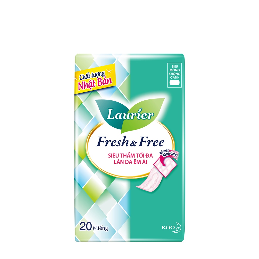 [HCM]Băng Vệ Sinh Laurier Fresh & Free Siêu Mỏng Không Cánh 20 Miếng Nhập Khẩu Thái Lan
