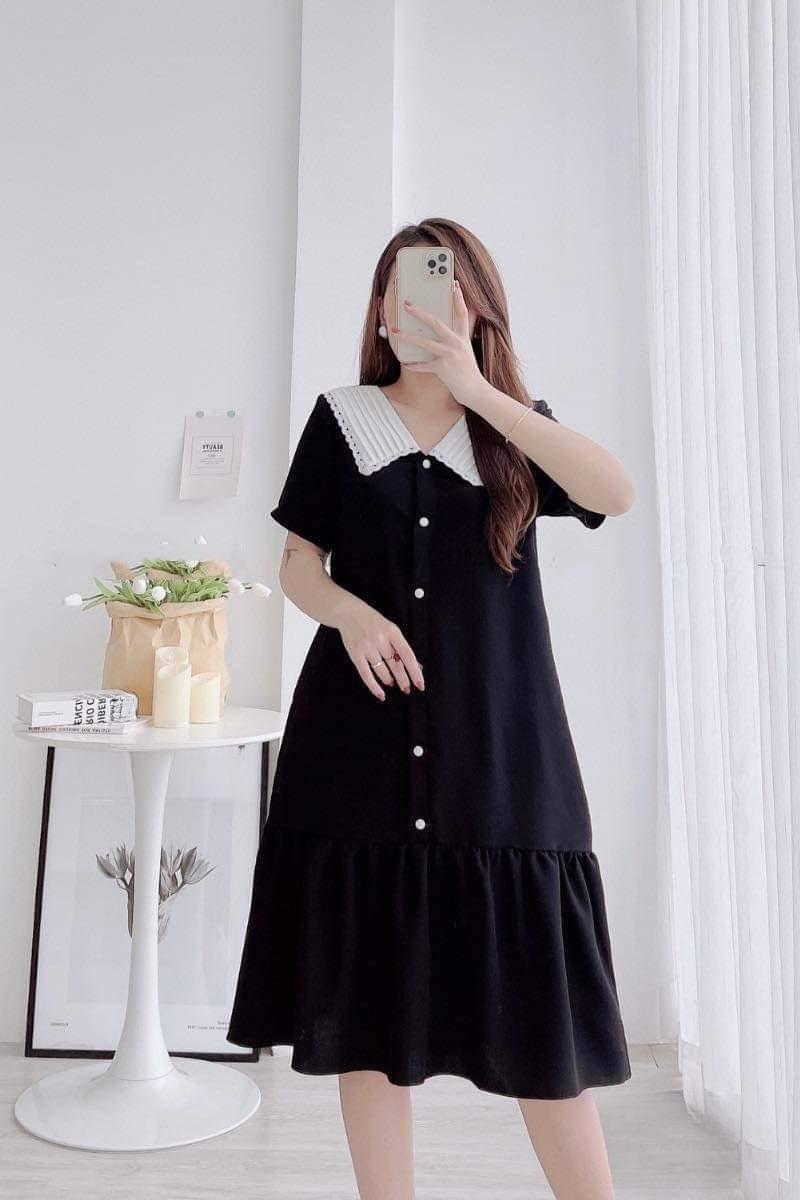 Váy bầu,đầm bầu bigsize phối đen trắng cực sang