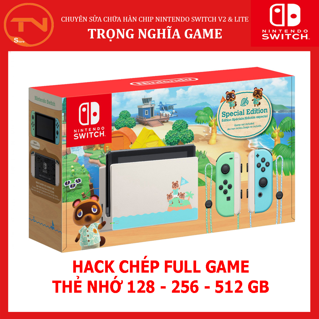 Máy Nintendo Switch V2 Animal Crossing mới 100% H.ACK chép full games mod chip V6 mới nhất + thẻ nhớ 128/256/512 + tặng dán cường lực
