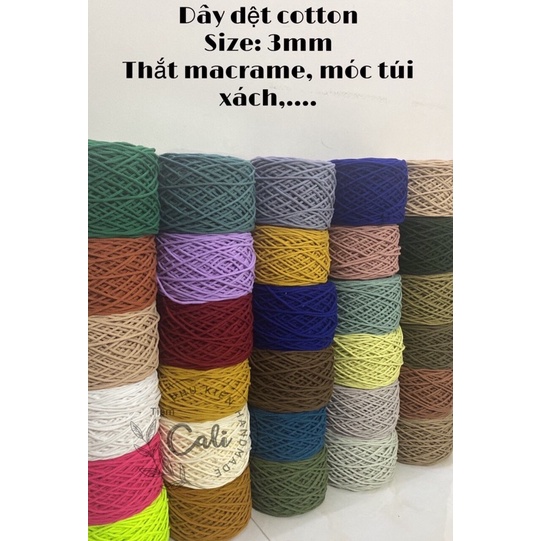 Dây cotton dệt tim làm macrame size 3mm (500g)