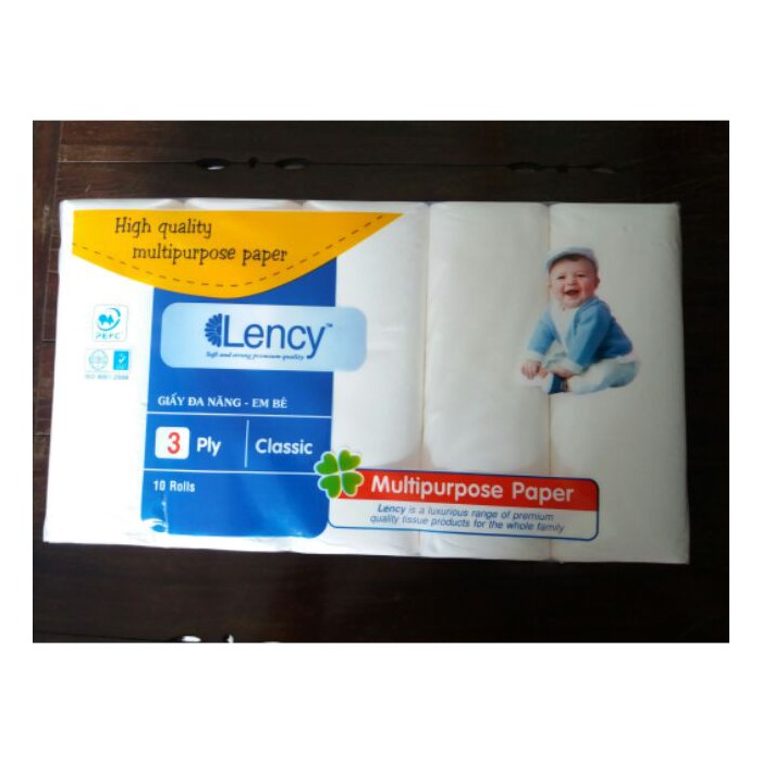 Túi giấy đa năng cao cấp, chất liệu dày dặn  Lency 10 cuộn 2 lớp