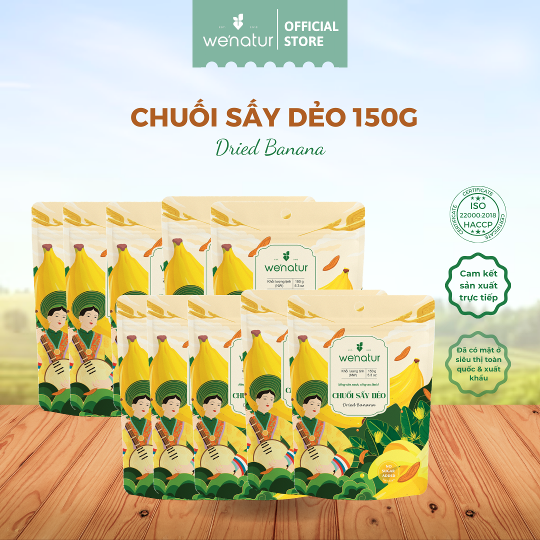 [COMBO SỈ GIÁ TỐT] Combo 30 gói Chuối Sấy Dẻo Không Đường 150g we'natur