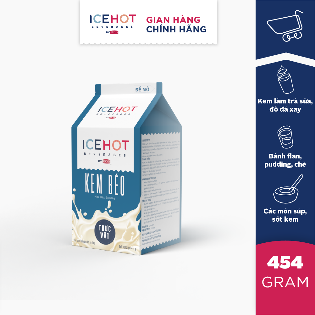 Kem béo thực vật icehot hộp 454g
