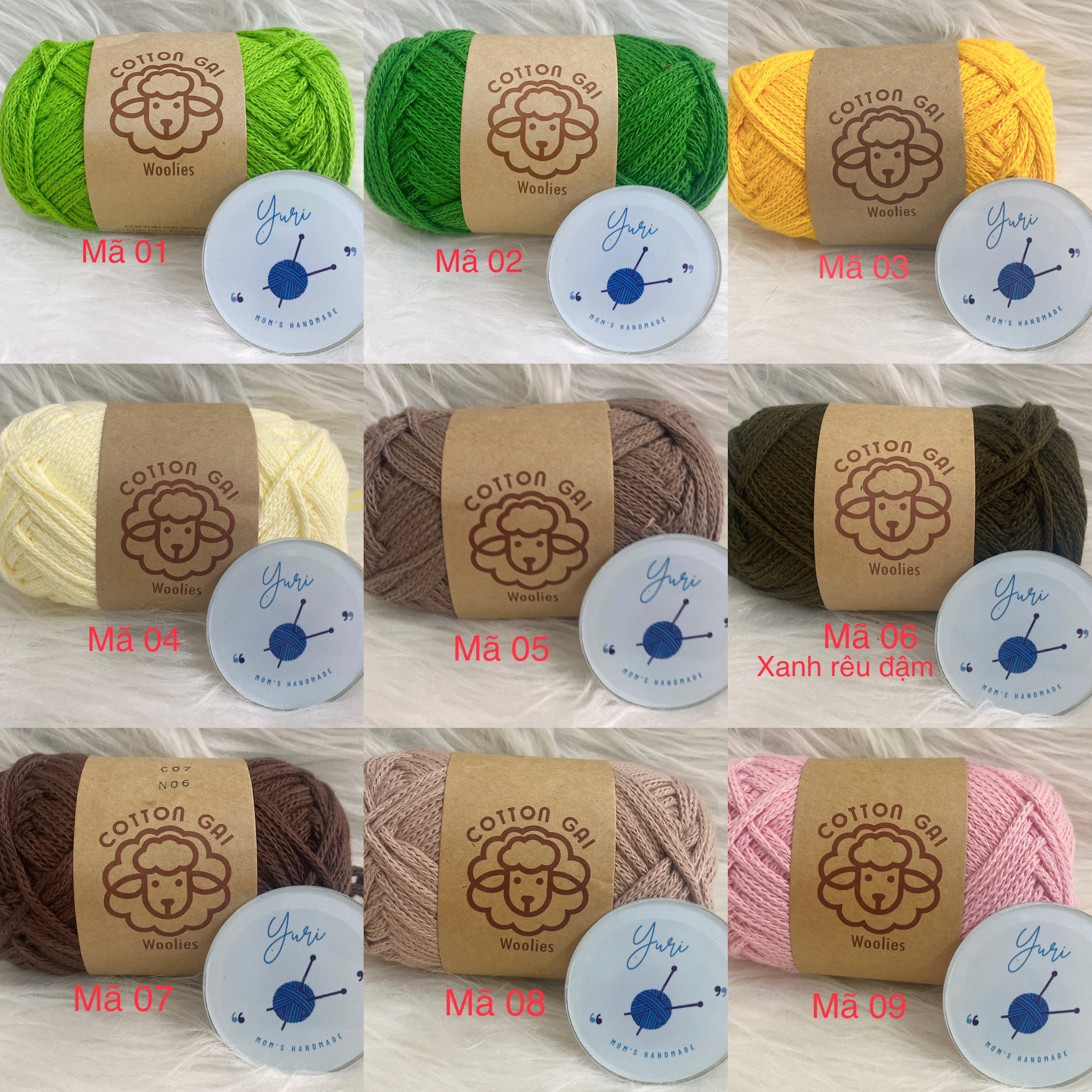 Sợi Cotton Gai 3mm, 100g, Móc Túi Siêu Đẹp, Bảng Màu Ngọt Ngào