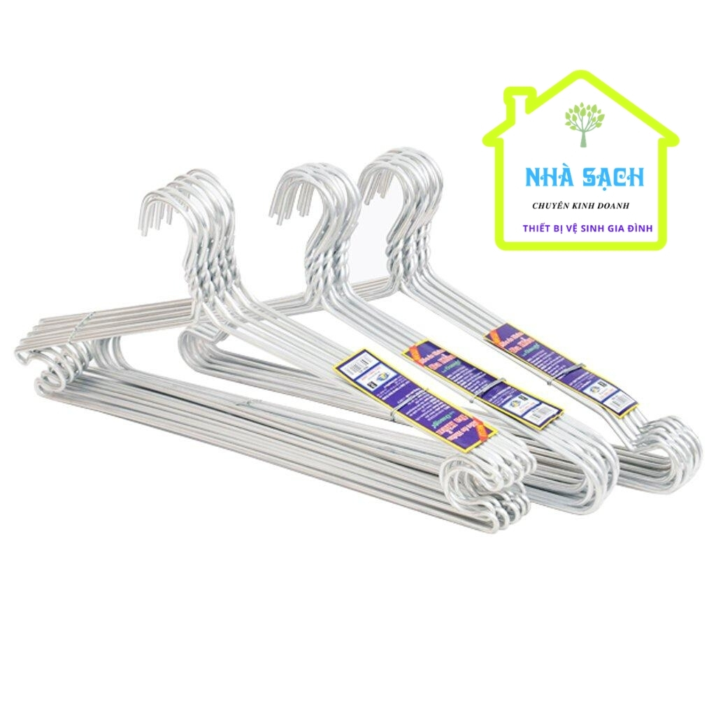 Vỉ 10 cái móc quần áo nhôm người lớn -trẻ em