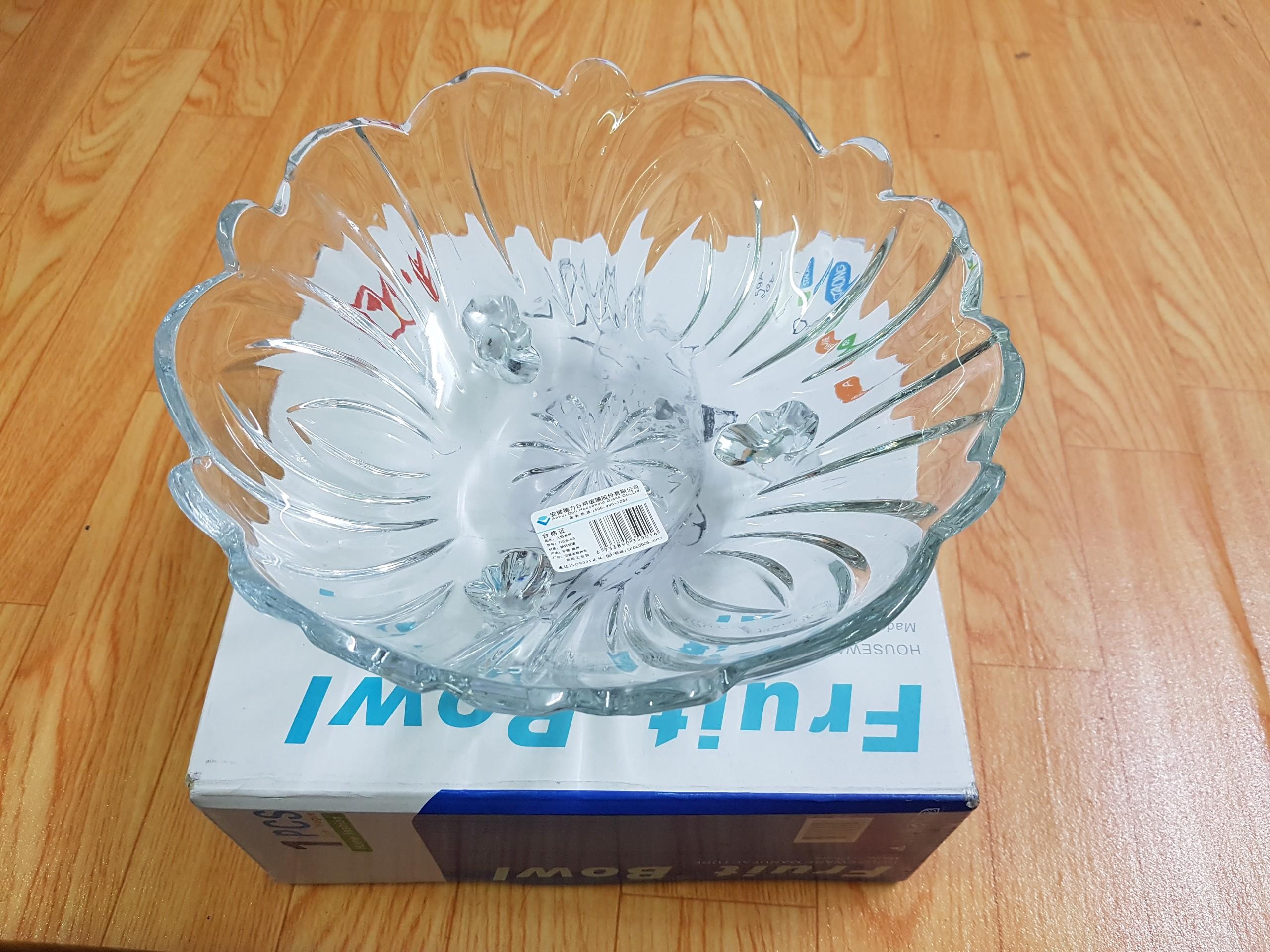 Bát thủy tinh đĩa thủy tinh tô thủy tinh bát thả hoa 3 chân pha lê cao cấp tinh tế đựng hoa quả trái cây bánh kẹo