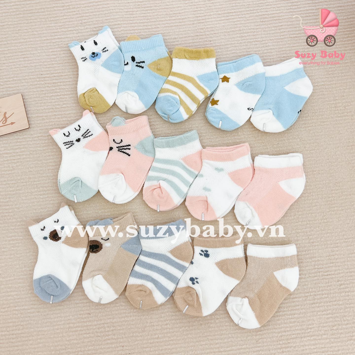 Tất lưới cổ ngắn kidsock set 5 đôi