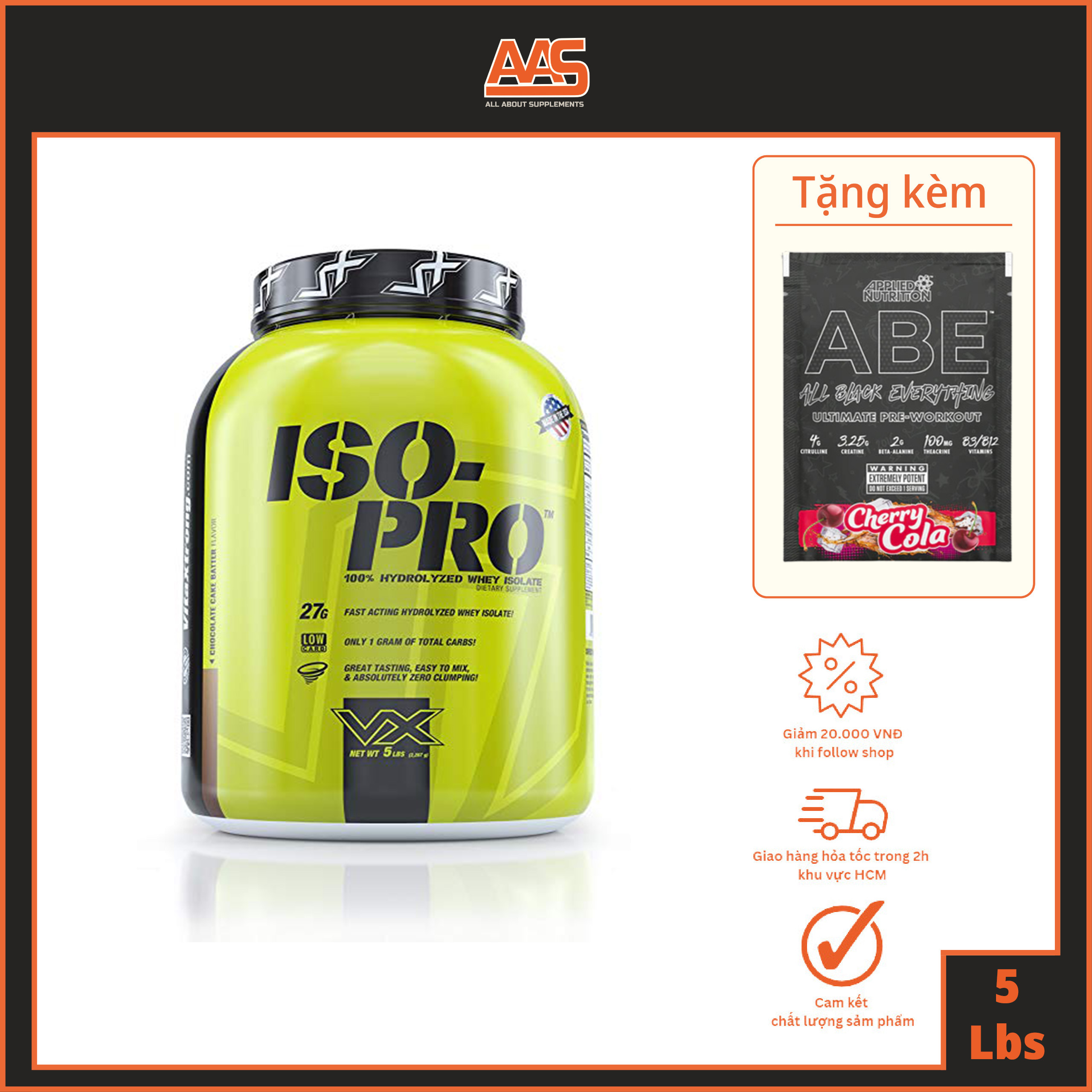 Whey protein - vitaxtrong - iso pro - 5lbs - bổ sung protein tăng cơ giảm mỡ - từ mỹ