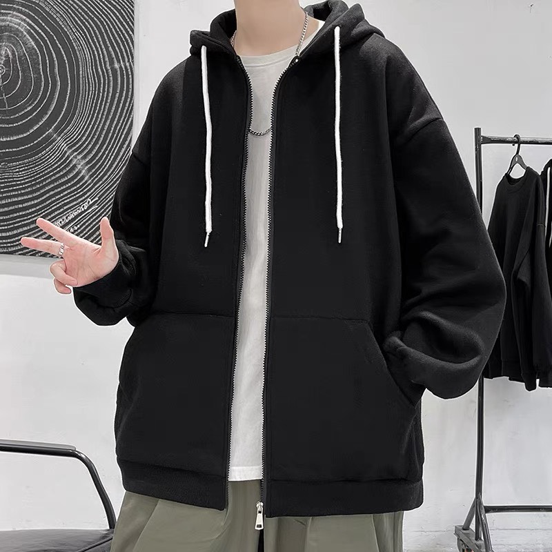 Áo khoác nỉ hoodie trơn Unisex - Hoodie zip form rộng có mũ dáng suông basic ulzzang nam nữ HOT