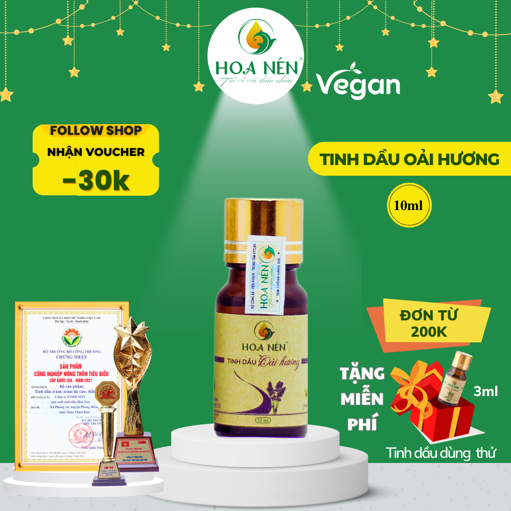 CHÍNH HÃNG- Tinh dầu Hoa Oải Hương Nguyên Chất 10ml - Hoa Nén - Xông phòng thư giãn, an toàn, hiệu quả.