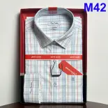 Áo Sơ Mi Nam, Sơ Mi Caro Kẻ Xanh Sọc Đỏ Dài Tay, Sơ Mi Nam Pierre Cardin Chính Hãng Hàng Xuất Dư Xịn Mẫu Hàn Quốc M42