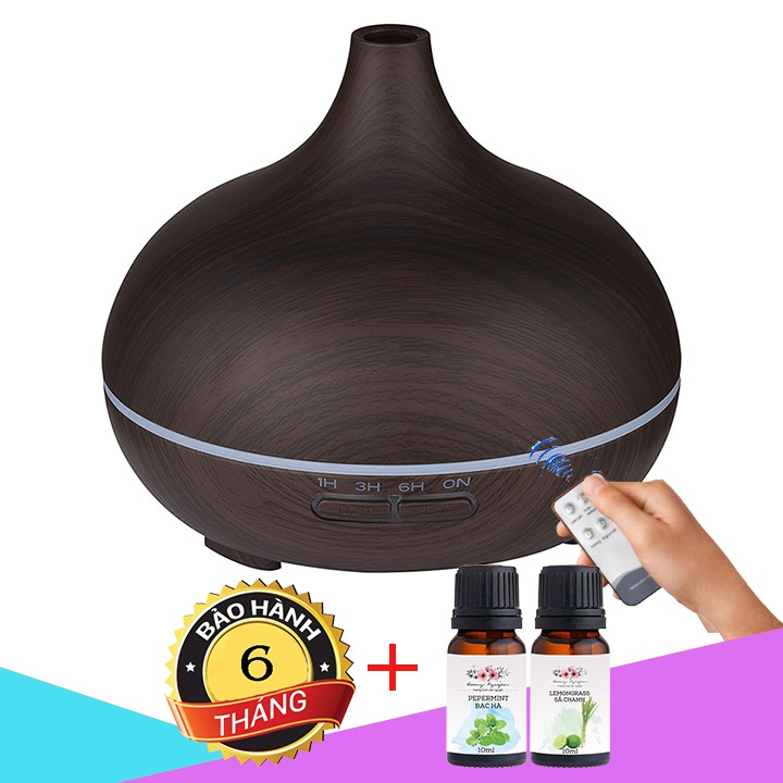Máy khuếch tán tinh dầu giọt nước 500ml cao cấp - có Remote kèm 2 lọ tinh dầu 10ml sản phẩm cam kết hàng giống mô tả chất lượng đảm bảo an toàn sức khỏe người dùng