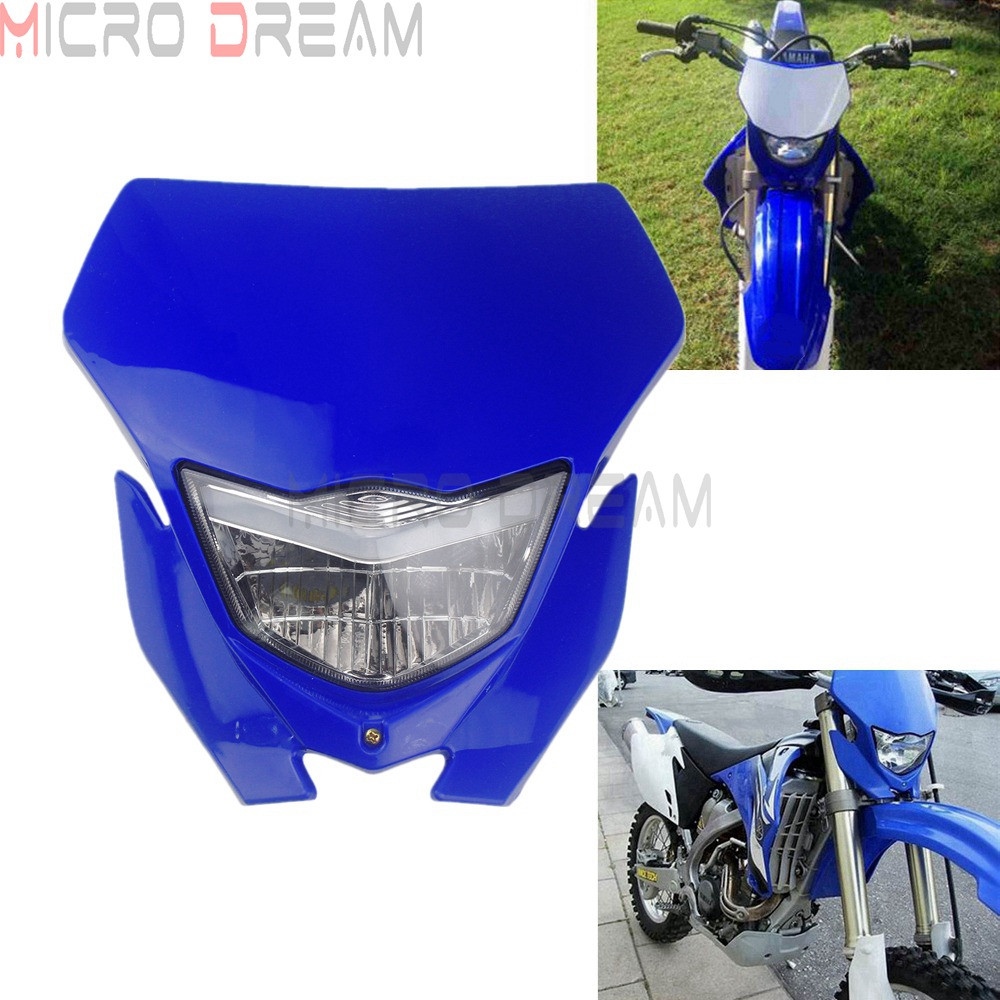 ☢♈ Enduro Supermoto H4 12V 35W Headlight Fairing For Yamaha XT WRF YZF TTR 125/225/250/450/500 Universal Head Light Headlamp Mask