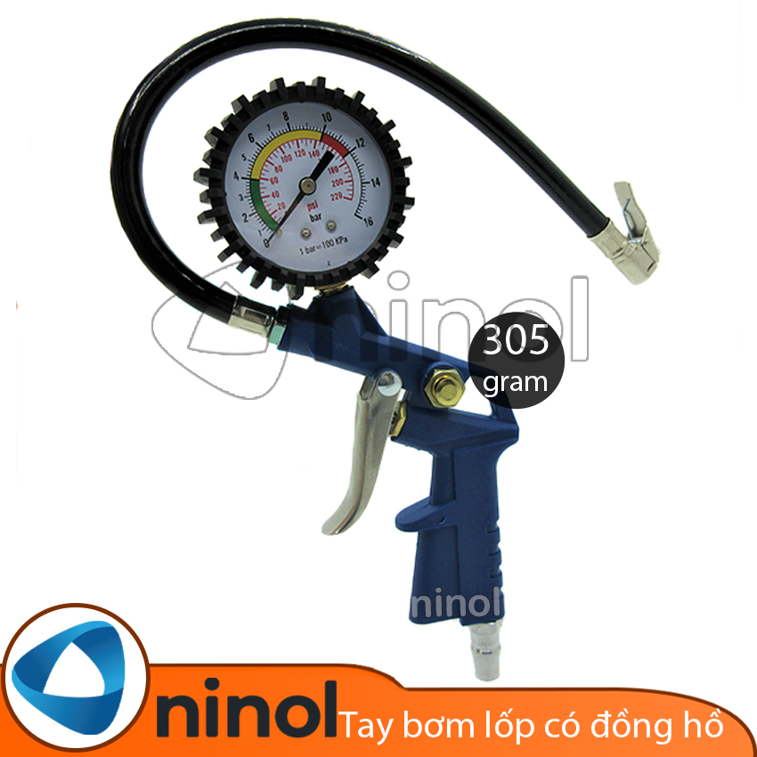 Tay bơm lốp có đồng hồ đo áp suất