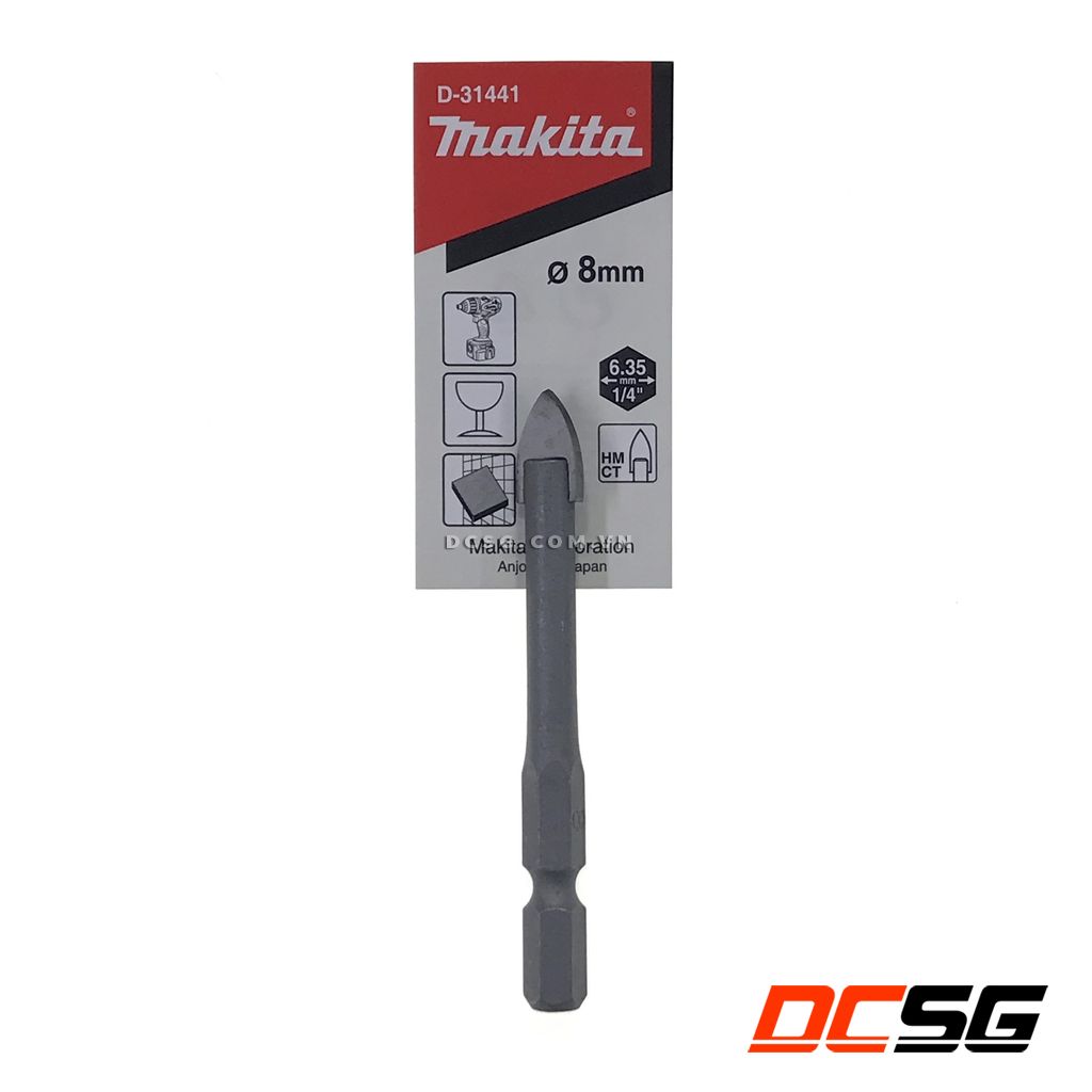 Mũi khoan gạch men 8mm makita chân lục giác d-31441 | dcsg